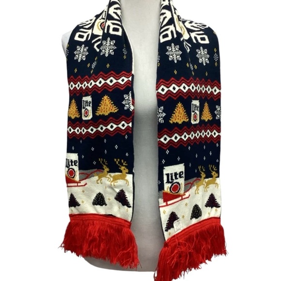 Miller Lite Knit Christmas Scarf 60” long - Picture 1 of 6